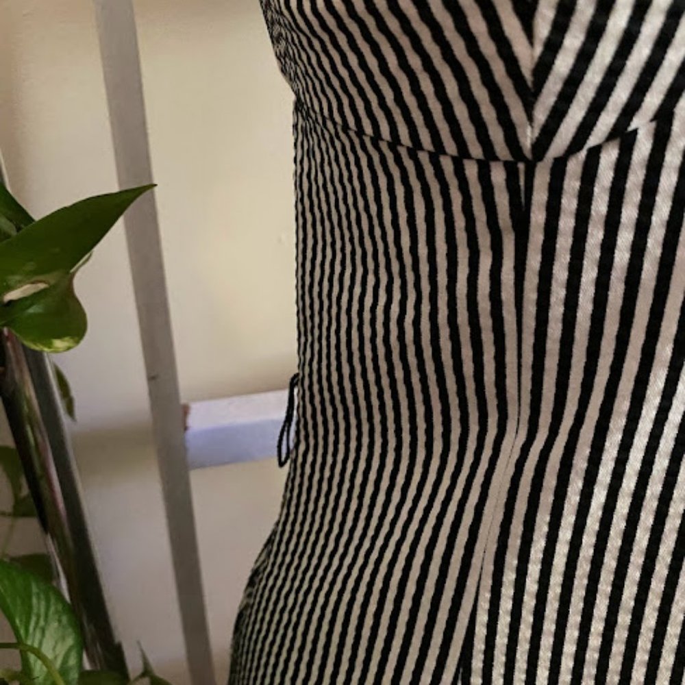 Trina Turk black and white seersucker dress sz 2 - Picture 6 of 7